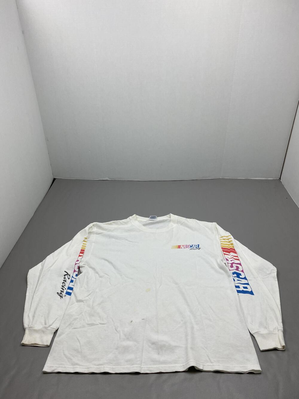 Delta Shirt Mens L White NASCAR Racing Long Sleeve Graphic Cotton Jersey
